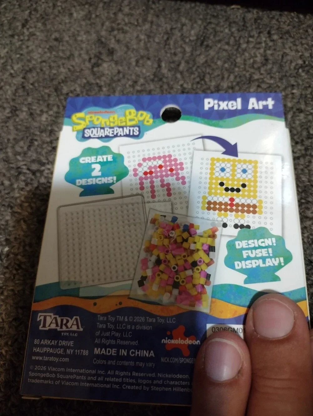 SpongeBob Squarepants Pixel Art Fuse Bead Kit - Yellow, Pink, Blue, Black, White